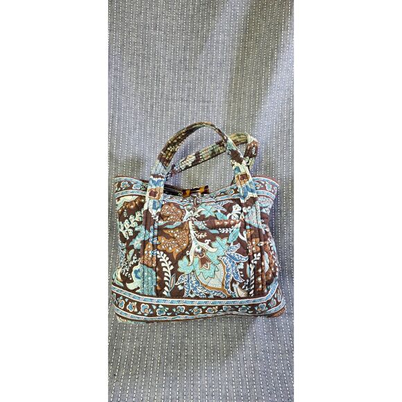Vera Bradley Small Toggle Tote bag Java Blue Paisley Pattern - Picture 2 of 10